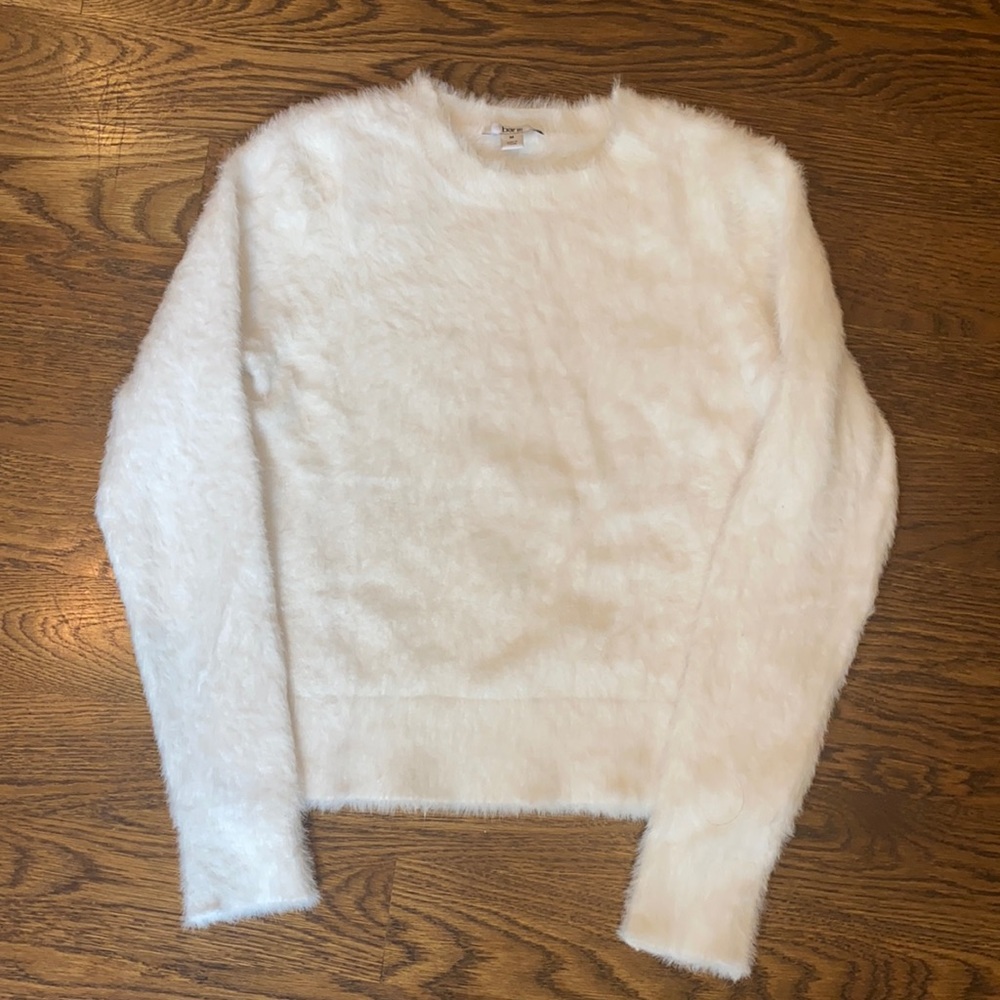 White fuzzy sweater